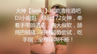 大神【looks】约啪清纯酒吧DJ小姐姐，极品172女神，牵着手带回酒店，胸大很软，舔鸡巴贼骚，各种姿势尝试，吃手指，全程淫叫不断！